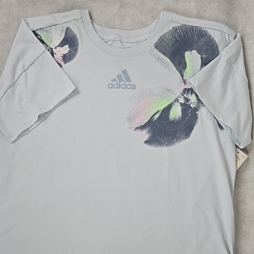 Adidas Girl XL Set Cotton Short Sleeve Oversized Shirt Matching Running Short - Picture 2 of 7